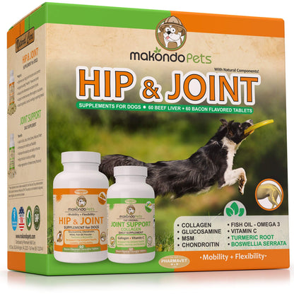 Hip and Joint Supplement for Dogs with Chondroitin Collagen and Turmeric