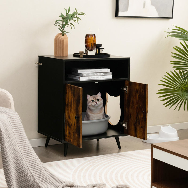 Industrial Cat Litter Box Enclosure with Entry and Open Compartment