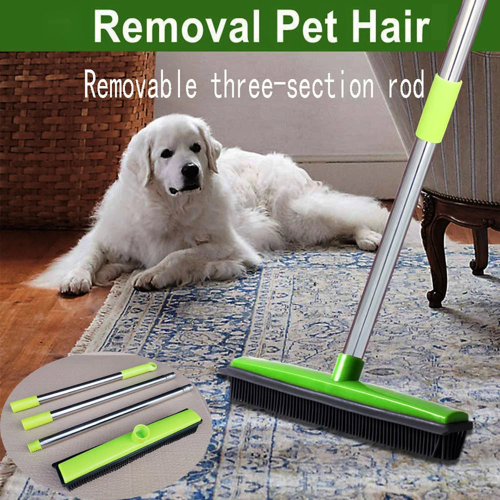 Pet Hair Rubber Broom Floor Brush for Carpet Dog Hair Remover 