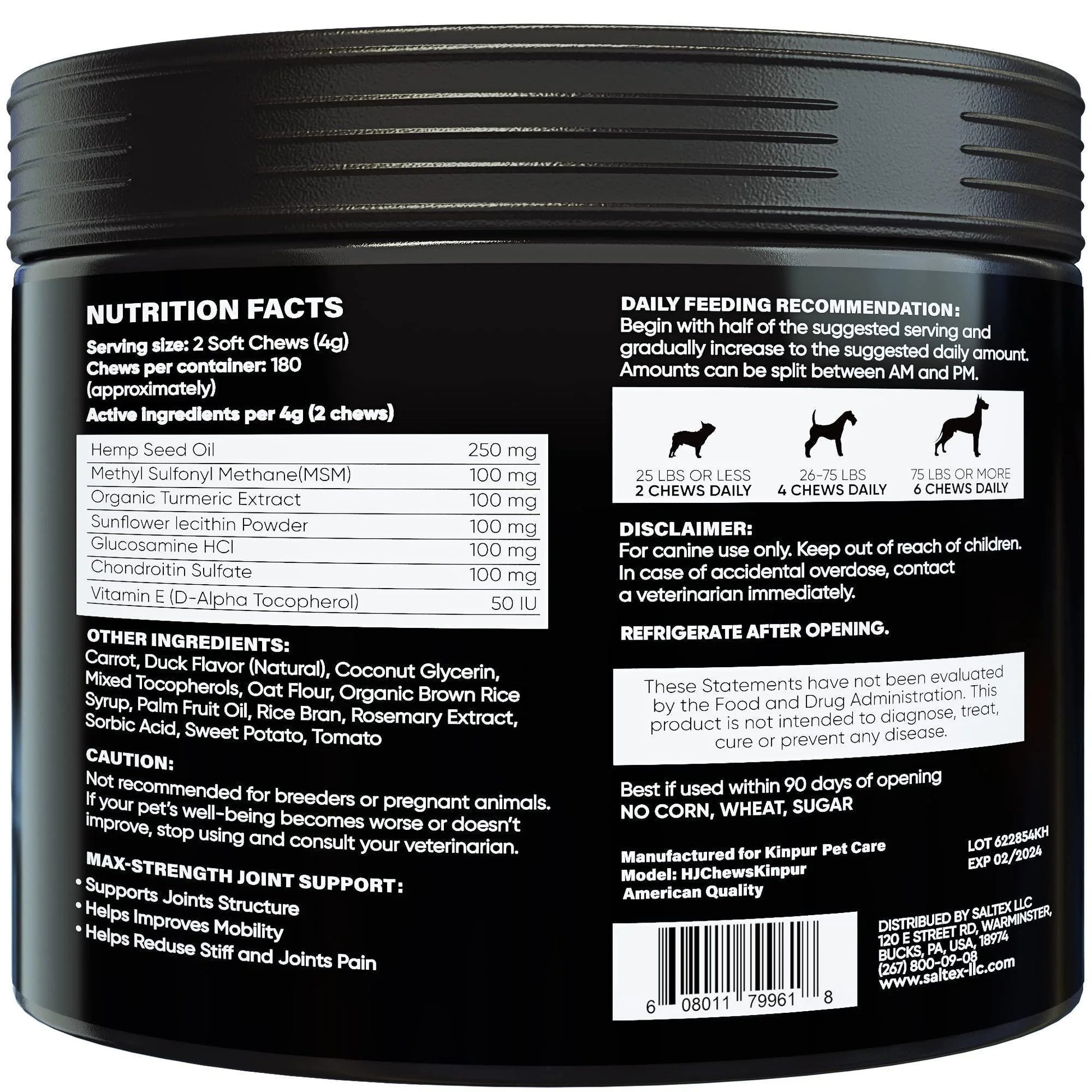 Glucosamine for Dogs Joint Supplement with Chondroitin Msm Hemp