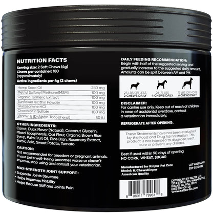 Glucosamine for Dogs Joint Supplement with Chondroitin Msm Hemp