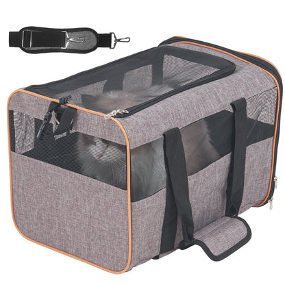 VEVOR Cat Carrier with Wheels, Airline Approved Rolling Pet Carrier 