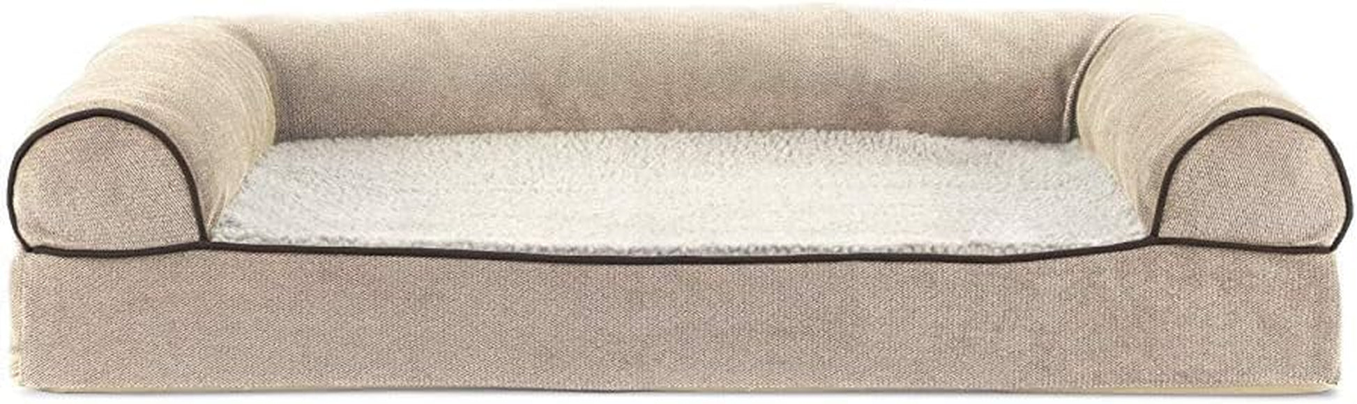 Orthopedic Dog Bed for Medium/Small Dogs W/ Removable Bolsters & Washable Cover, for Dogs up to 35 Lbs - Sherpa & Chenille Sofa - Cream, Medium