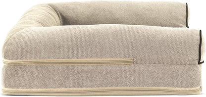 Orthopedic Dog Bed for Medium/Small Dogs W/ Removable Bolsters & Washable Cover, for Dogs up to 35 Lbs - Sherpa & Chenille Sofa - Cream, Medium