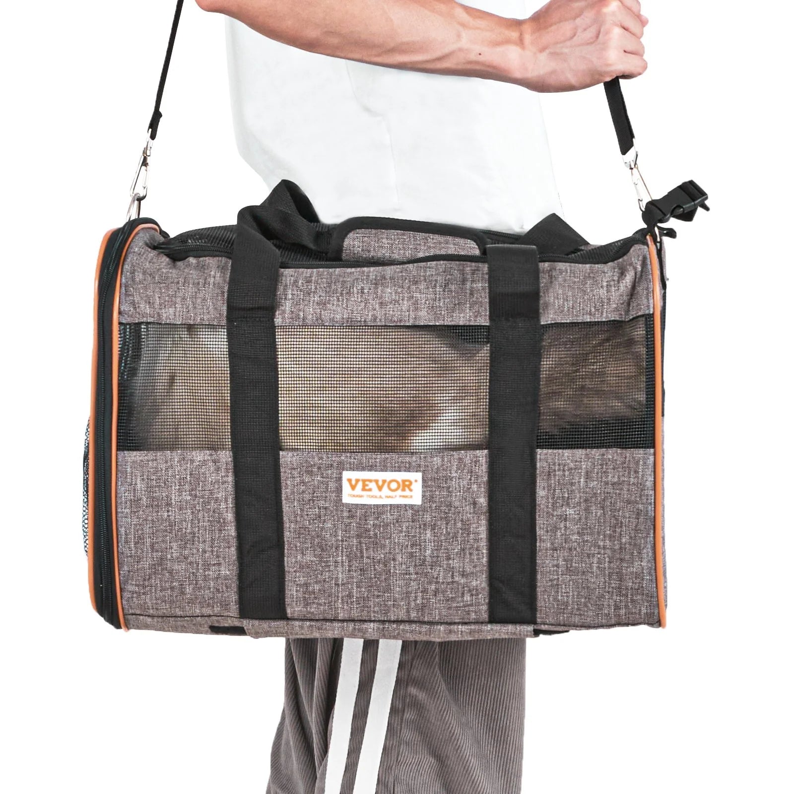 VEVOR Cat Carrier with Wheels, Airline Approved Rolling Pet Carrier 