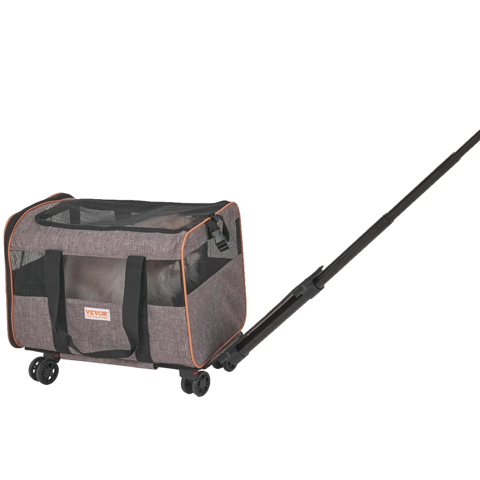 VEVOR Cat Carrier with Wheels, Airline Approved Rolling Pet Carrier 